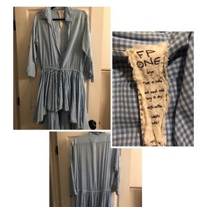 Free People Hi-Lo Blue & White Gingham Dress/Tunic